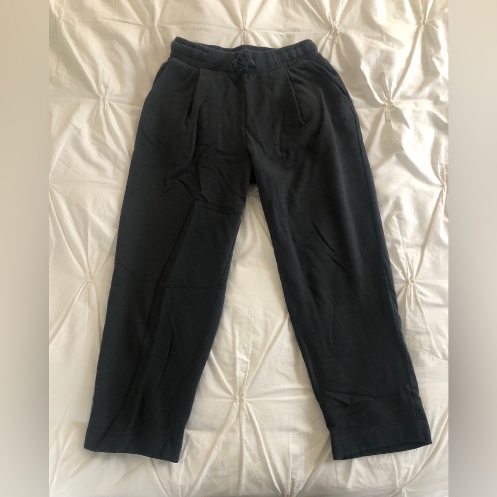 Zara Cropped Cotton Casual Pants w/ Drawstring Waist Gray Size XS